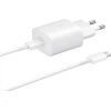 מטען קיר 25W Samsung הכולל כבל USB Type C ל USB Type C לבן